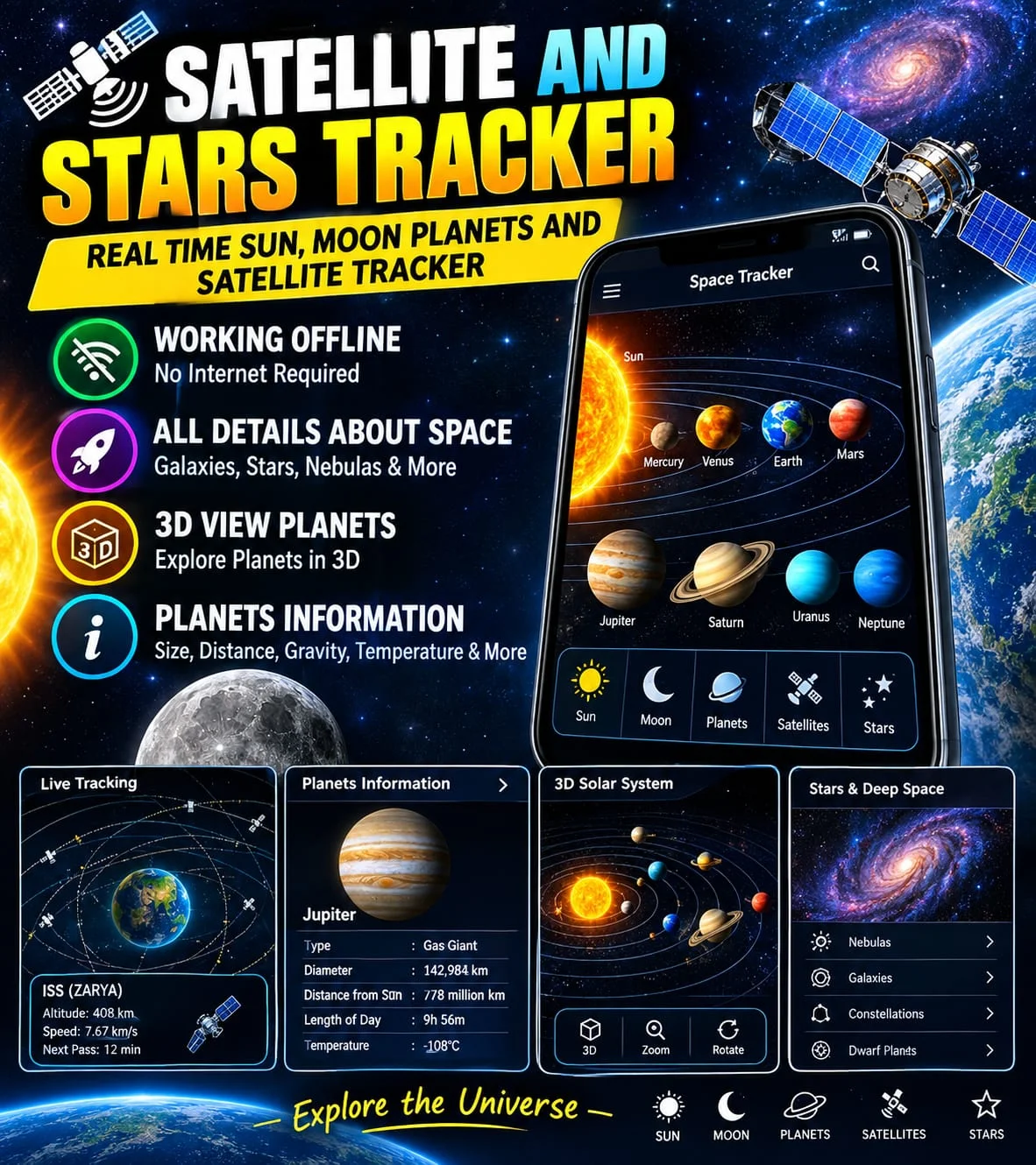 Satellite and Stars Tracker Satellite and Stars Tracker